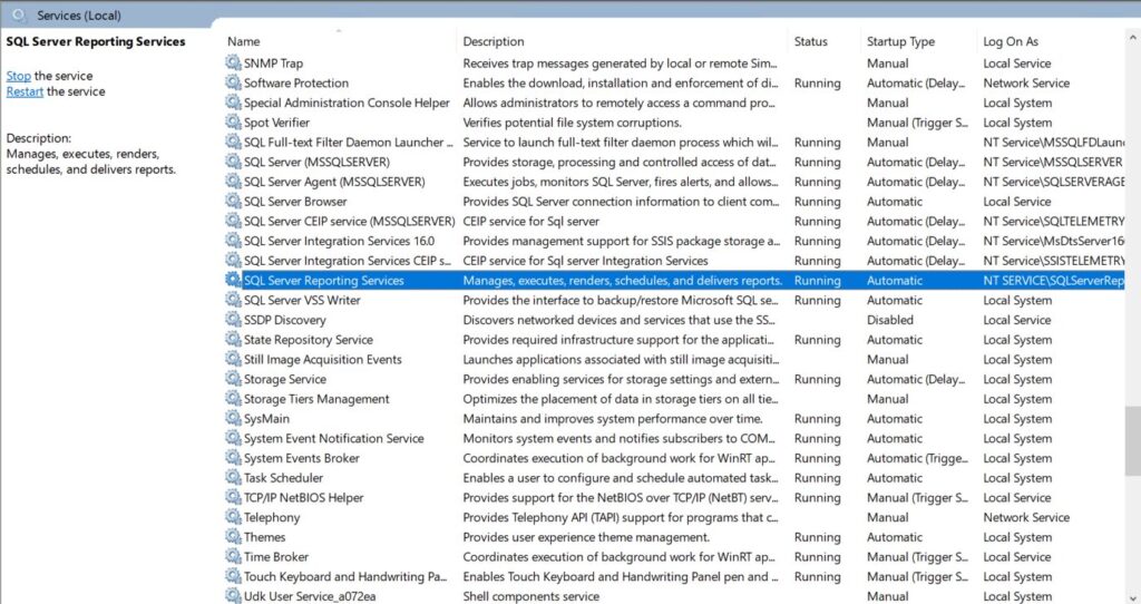 SQL Server Reporting Services (SSRS) databases